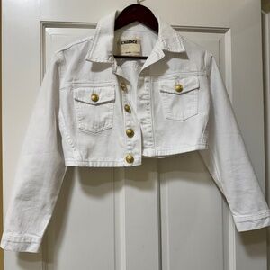 Brand New Never Worn  L'Agence Genevieve Cropped Denim Jacket White